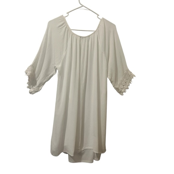 NAIF white Tunic Dress with Lace Sleeves - Picture 2 of 6